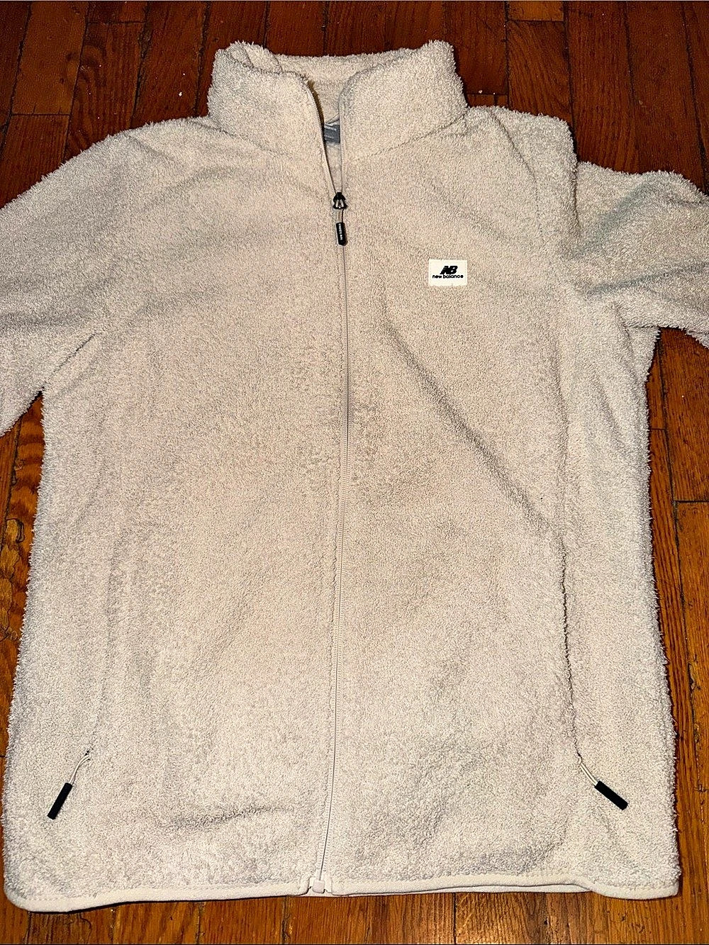 New Balance Sherpa Fleece Full-Zip Jacket Beige Medium NWT